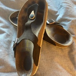 Birkenstock Gizeh Leather Sandals - Womens 38 - Dark Brown Suede